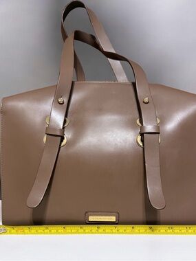 BCBGMaxAzria Taupe Leather Shoulder Tote Bag